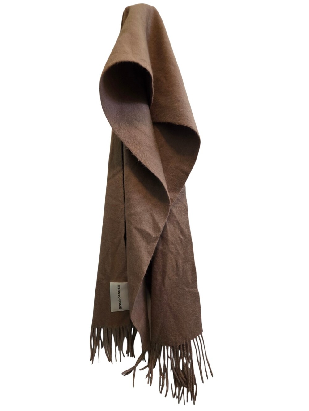 Pronto Uomo 100% Cashmere Camel Colored Tasseled Scarf EUC OS